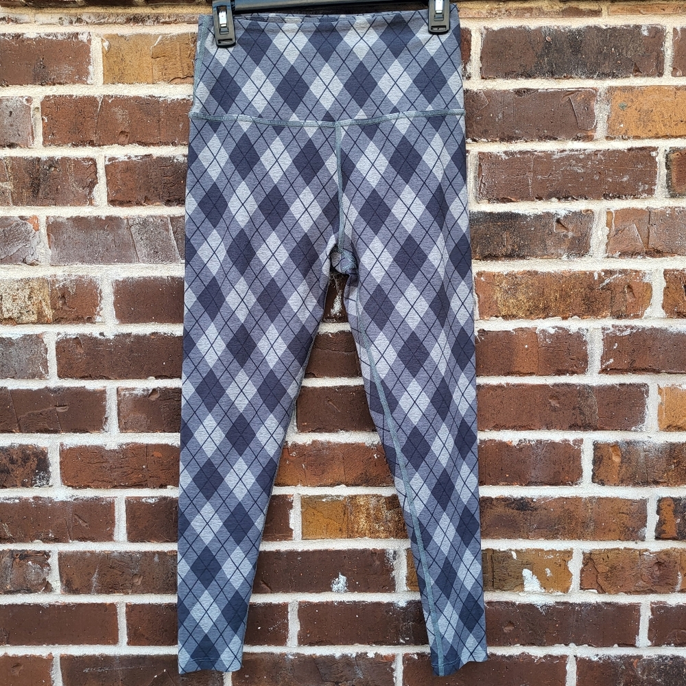 💔Beyond Yoga Womens Leggings High Waisted Plaid Size Large Gray - Picture 2 of 9
